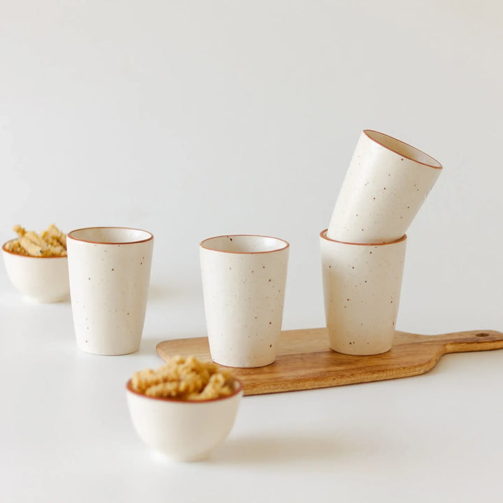 Minimalistic Ceramic Drinking Glasses Set of 4 - White | Minimalistic Ceramic Drinking Glasses Set of 4 - Odd White