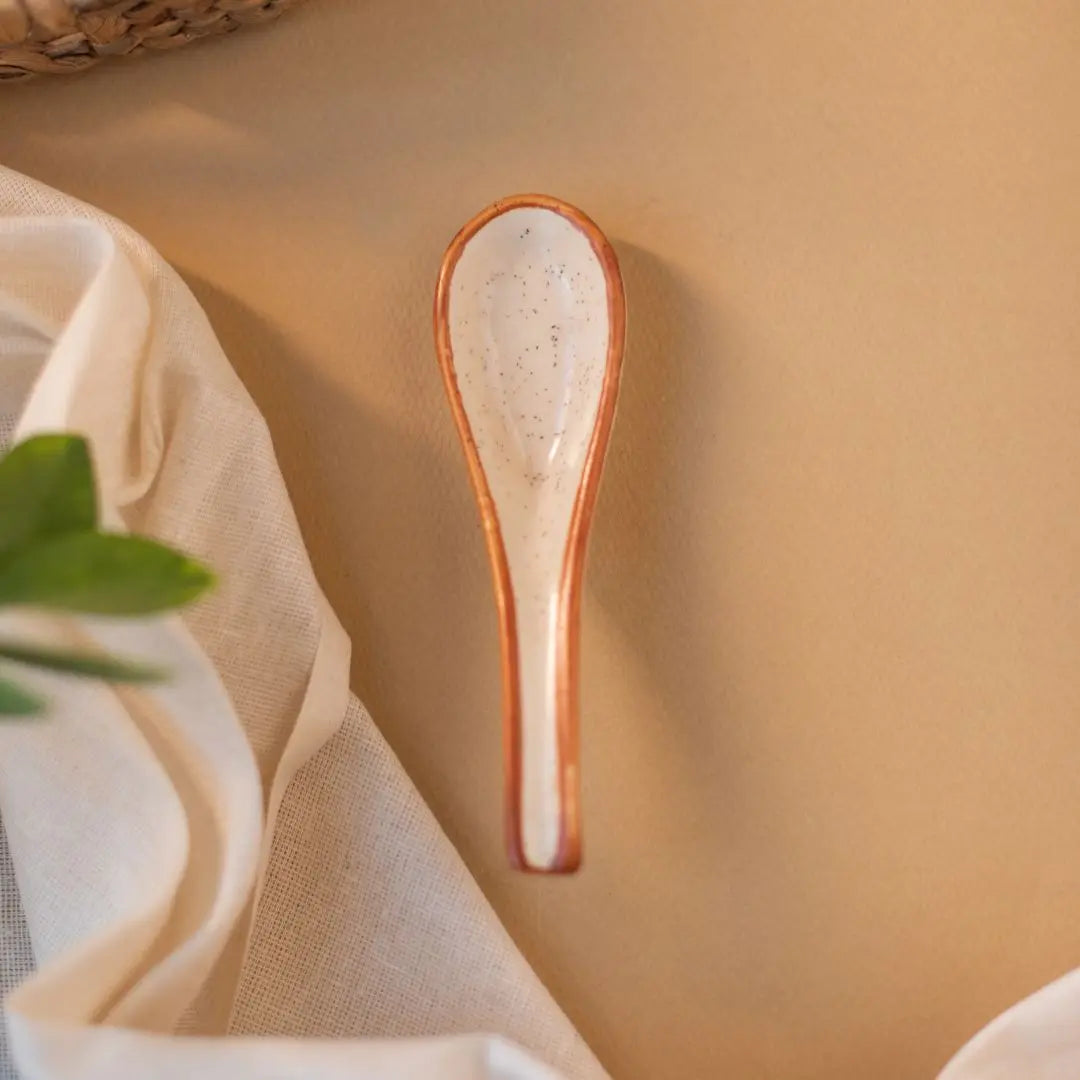 Ceramic Spoon Set - White, Pack of 6 | Luxury Ceramic Spoon Set of 6 - White