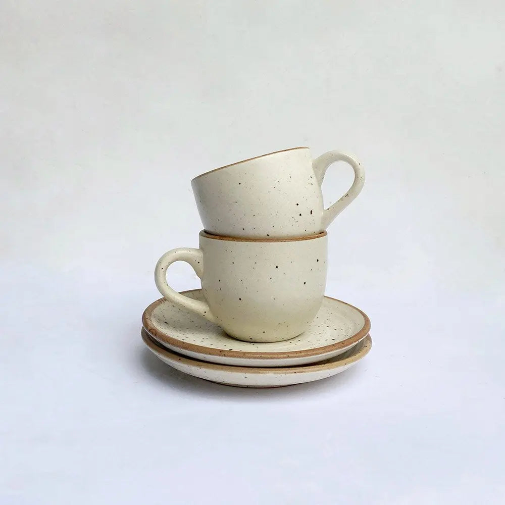 White Ceramic Cup & Saucer | Handmade Ceramic Cup and Saucer