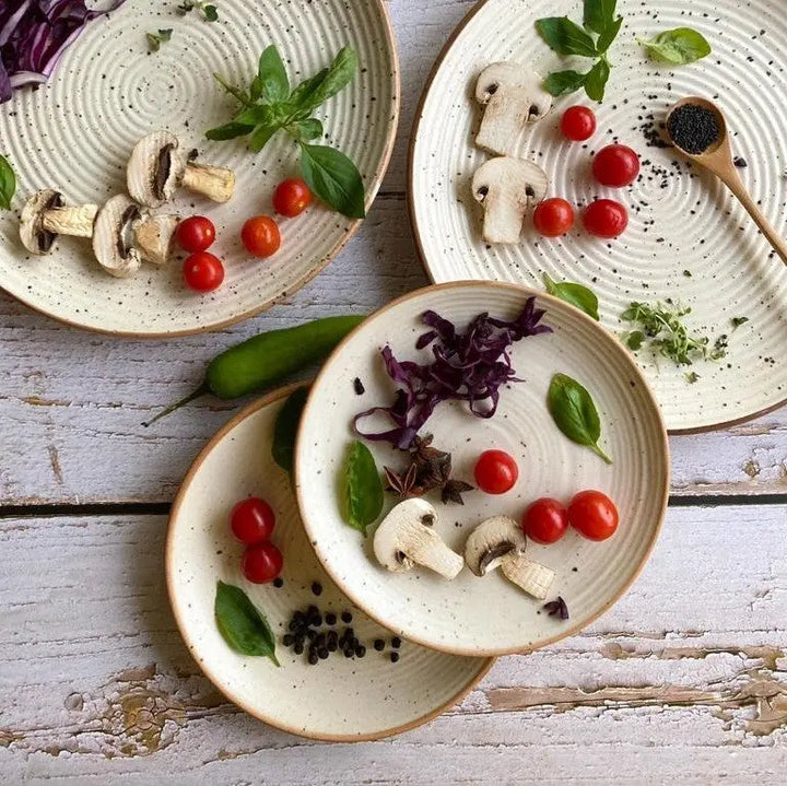 White Flower Dinner Set for 4 | Handmade Ceramic Dinner Plate and Salad Plate Set for 4 - 8pcs