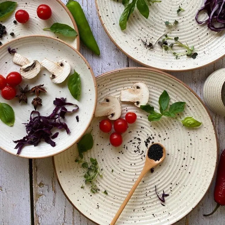 Handmade Ceramic Dinner Plate Set - 10.5 Diameter | Handmade Ceramic Dinner Plate Set - White