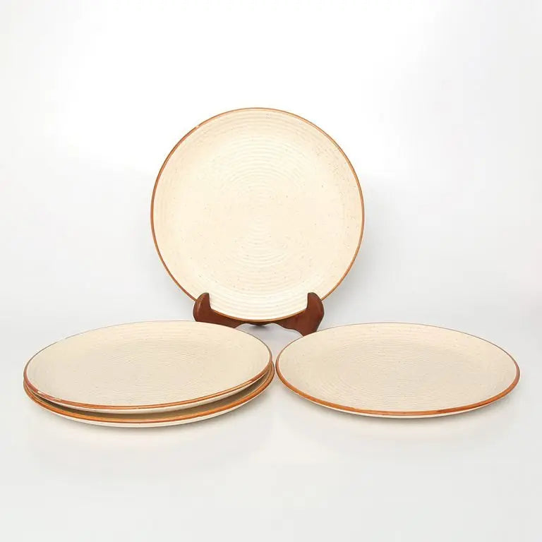 Handmade Ceramic Dinner Plate Set - 10.5 Diameter | Handmade Ceramic Dinner Plate Set - White