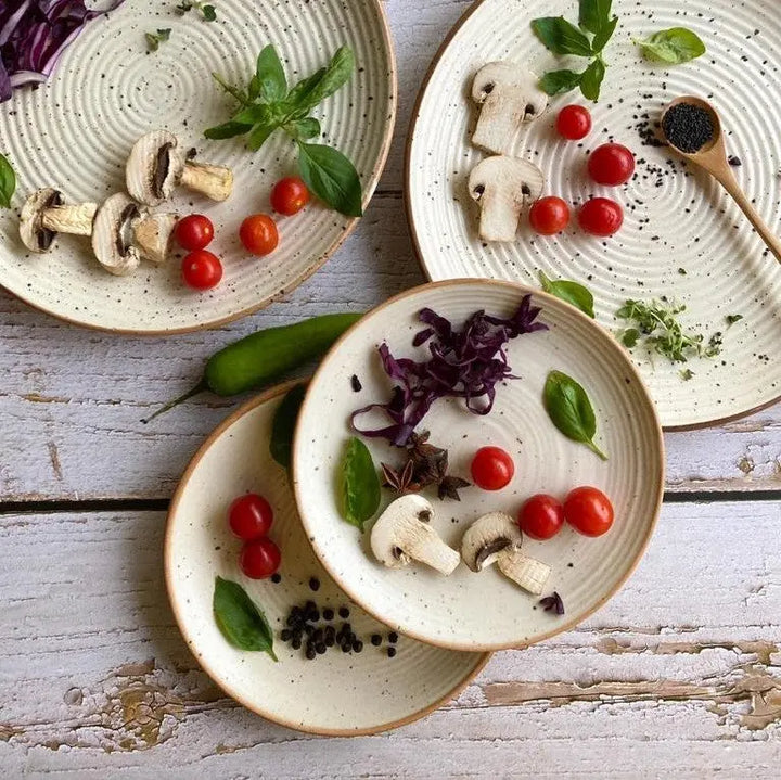 Handmade Ceramic Dinner Plate Set - 10.5 Diameter | Handmade Ceramic Dinner Plate Set - White