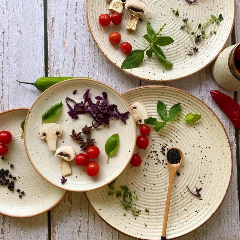 Handmade Ceramic Dinner Plate Set - 10.5 Diameter | Handmade Ceramic Dinner Plate Set - White