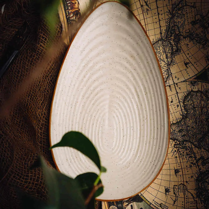 Handmade Oval Ceramic Platter | Handmade Ceramic Oval Serving Platter - White