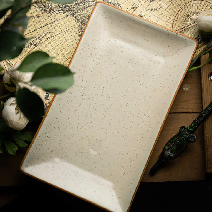 Lead-Free Ceramic Serving Tray | Handmade Ceramic Serving Tray - White