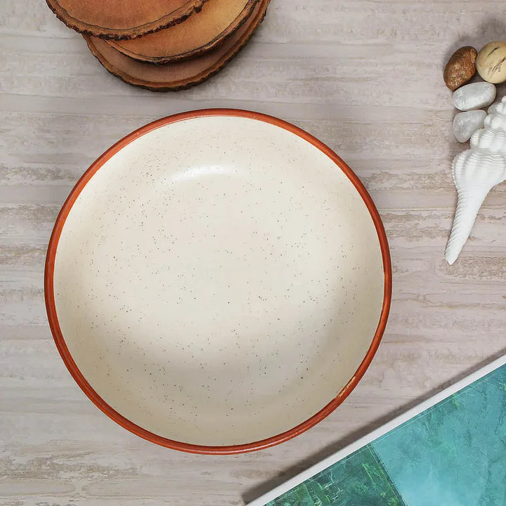 White Ceramic Serving Bowl - Lead-Free, 700ml | Handmade Ceramic Serving Bowl - White