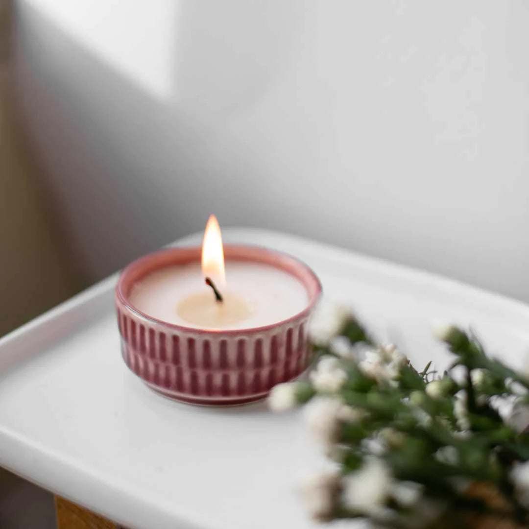 Ceramic Bowl Scented Candle - Red | Astonishing Small Ceramic bowl Scented Candle - Red