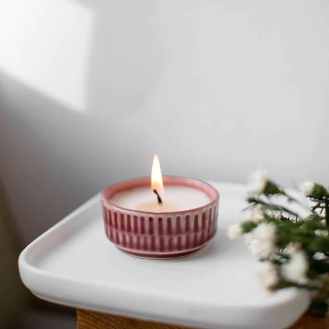 Ceramic Bowl Scented Candle - Red | Astonishing Small Ceramic bowl Scented Candle - Red