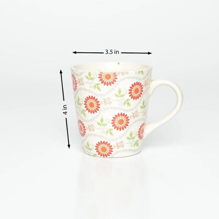 White Ceramic Coffee Mugs | Floral Print Ceramic Coffee Mugs - White