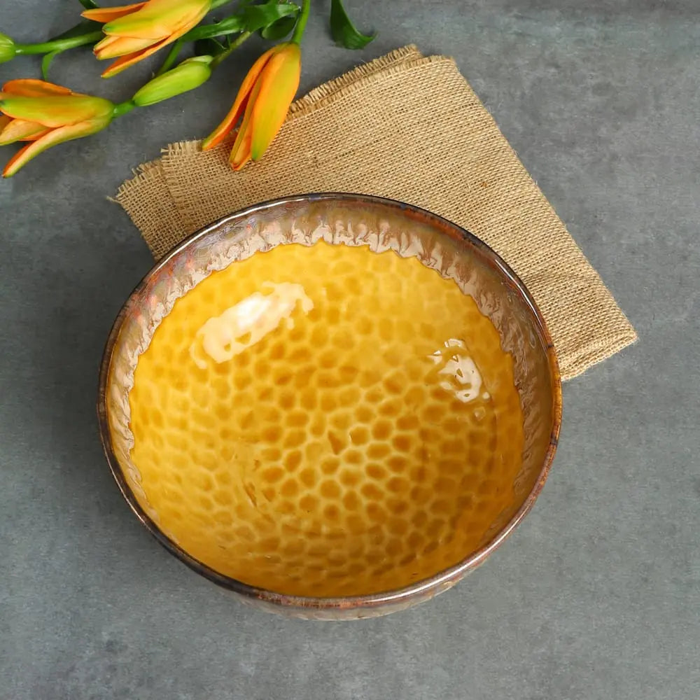 Ceramic Serving Bowl - Vibrant Yellow, Lead-Free, Dishwasher and Microwave Safe | Handmade Ceramic Serving Bowl - Yellow