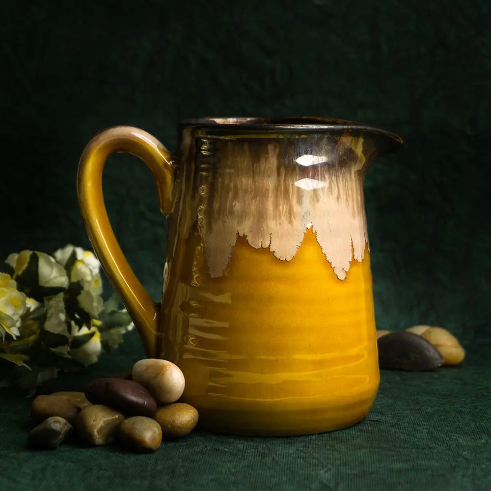 Handmade Small Ceramic Jug - Yellow | Handmade Lavish Small Pour Ceramic Jug - Golden Yellow