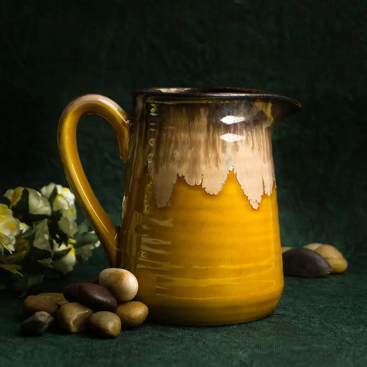 Handmade Small Ceramic Jug - Yellow | Handmade Lavish Small Pour Ceramic Jug - Golden Yellow