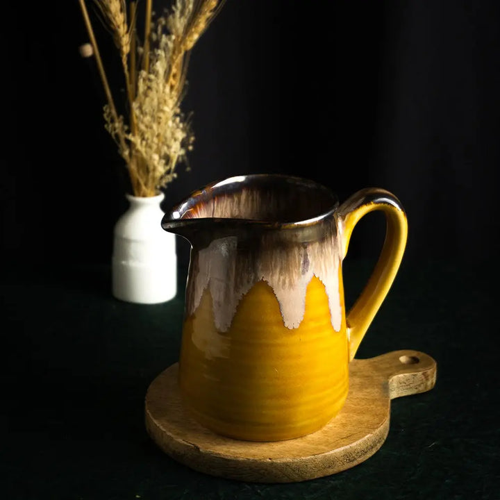 Handmade Small Ceramic Jug - Yellow | Handmade Lavish Small Pour Ceramic Jug - Golden Yellow