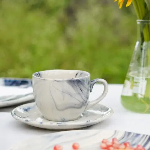 White Ceramic Tea Cups & Saucers | Glossy Ceramic Tea Cups & Saucers - White