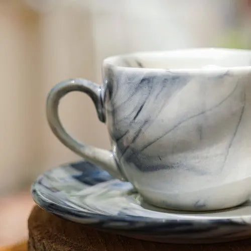 White Ceramic Tea Cups & Saucers | Glossy Ceramic Tea Cups & Saucers - White