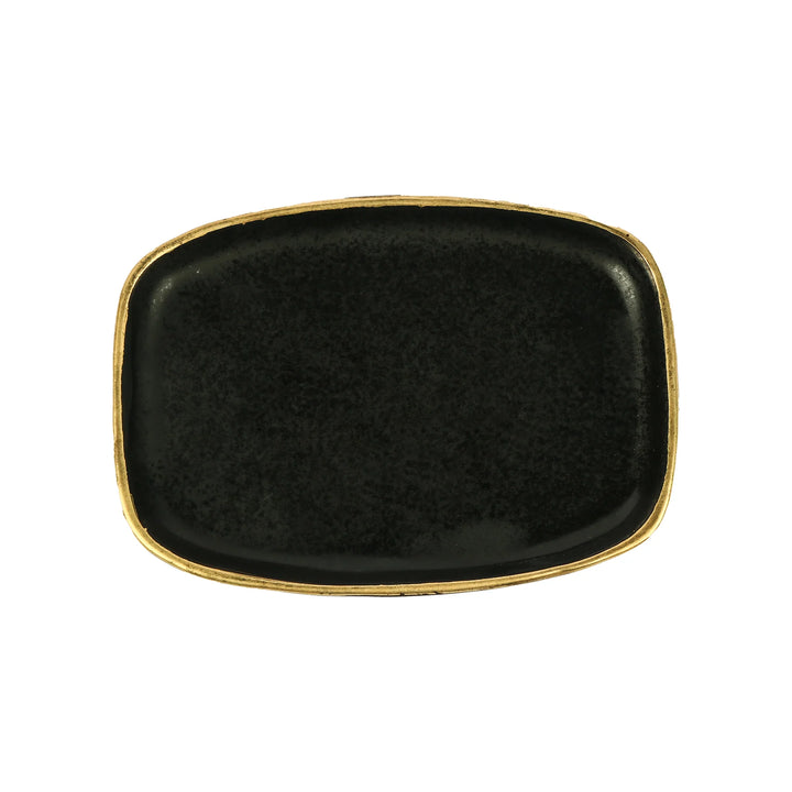 Handmade Black Serving Tray | Handmade 24K Gold Ceramic Serving Tray