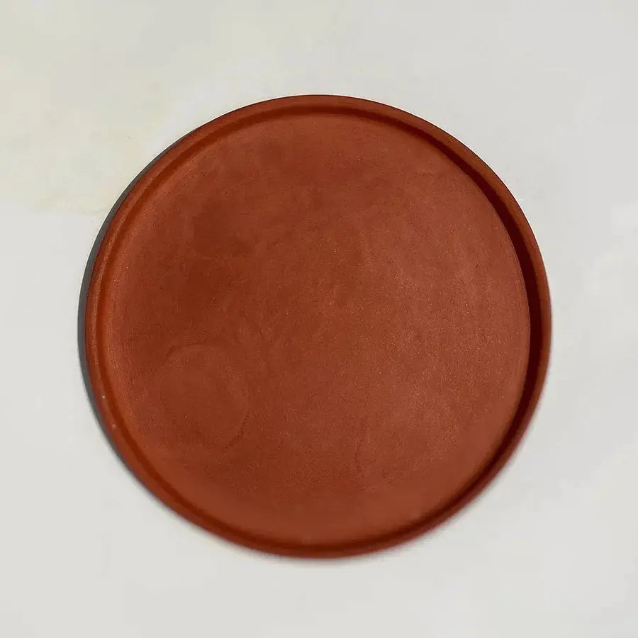 12 Terracotta Dinner Plate - Lead-Free, Scratch Resistant | Handmade Terracotta 12" Edge Dinner Plate