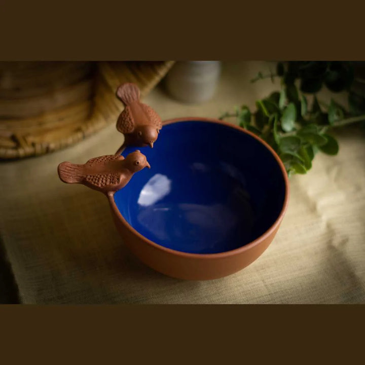 Set of 2 Handmade Terracotta Bird Bowls | Terracotta Bird Bowl Set of 2
