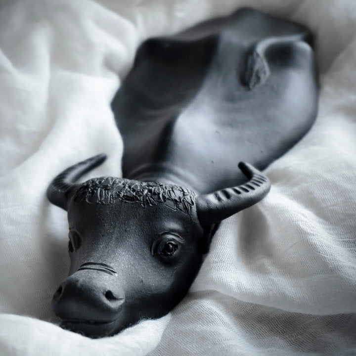 Terracotta Bull Sculpture - Symbolizes Stability | Handmade Terracotta Bull Sculpture Set