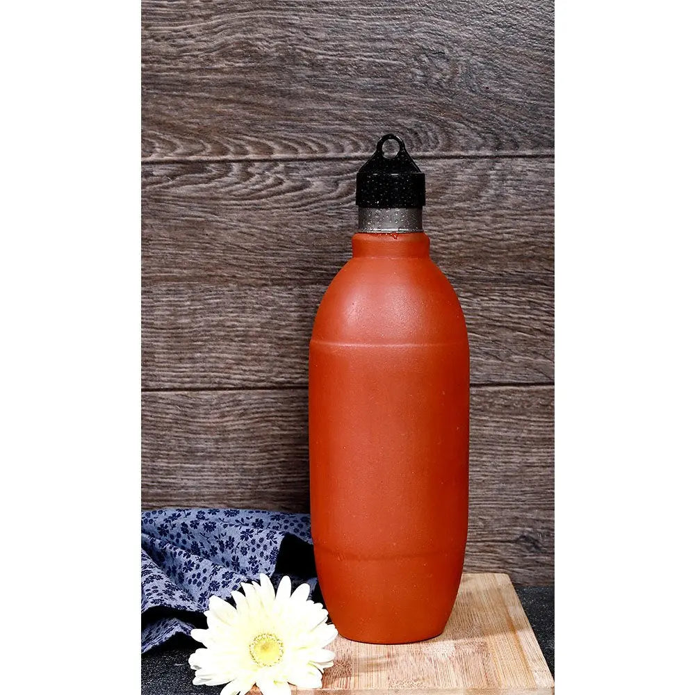 1-Litre Handmade Terracotta Water Bottle | Terracotta Cooling 1 litre Water Bottle