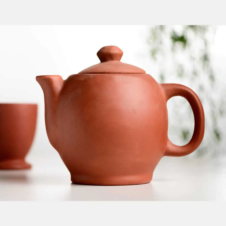 Terracotta Tea Kettle For Home | Exclusive Traditional Tea Kettle - Indian Red
