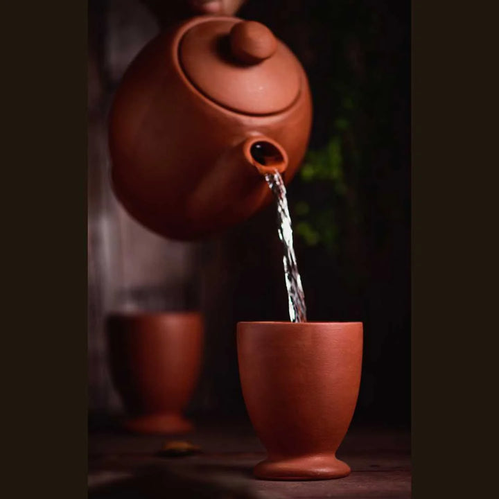 Terracotta Tea Kettle For Home | Exclusive Traditional Tea Kettle - Indian Red