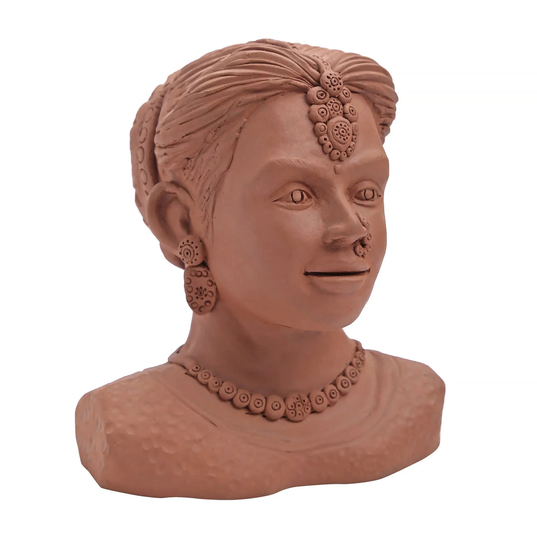Terracotta Lady Sculpture | Terracotta Handmade Lady Sculpture