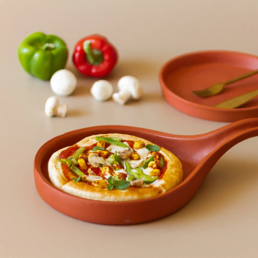 Terracotta Pizza Pan & Serving Plate Set | Handmade Terracotta Pizza Pan & Serving Plate Set