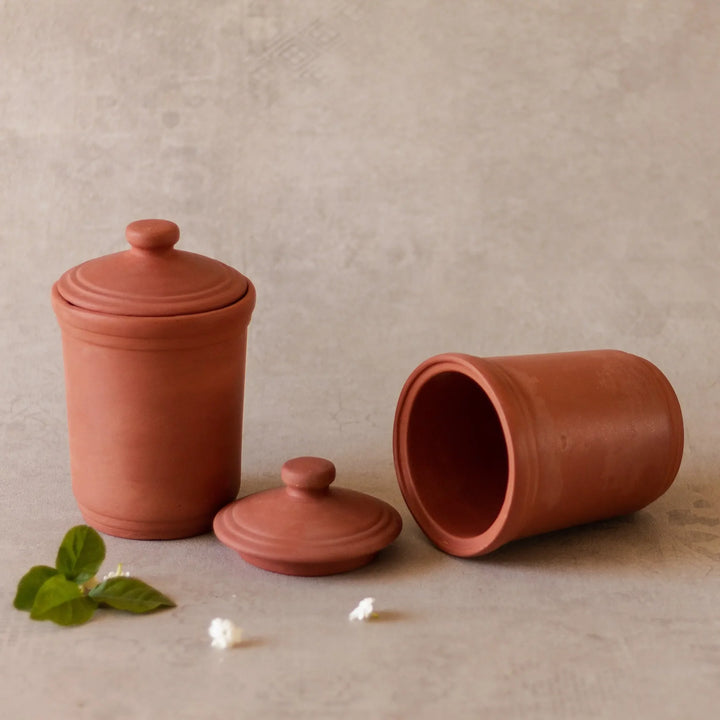 Terracotta Container with Lid - Lead-Free, Scratch Resistant | Handmade Terracotta Premium Container