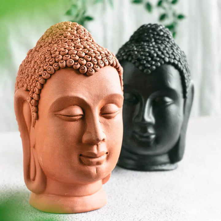 Terracotta Buddha Face Sculpture Set | Handmade Terracotta Unique Buddha Face Sculpture Set