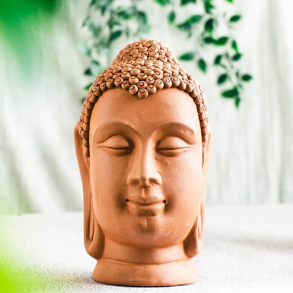 Terracotta Buddha Face Sculpture Set | Handmade Terracotta Unique Buddha Face Sculpture Set