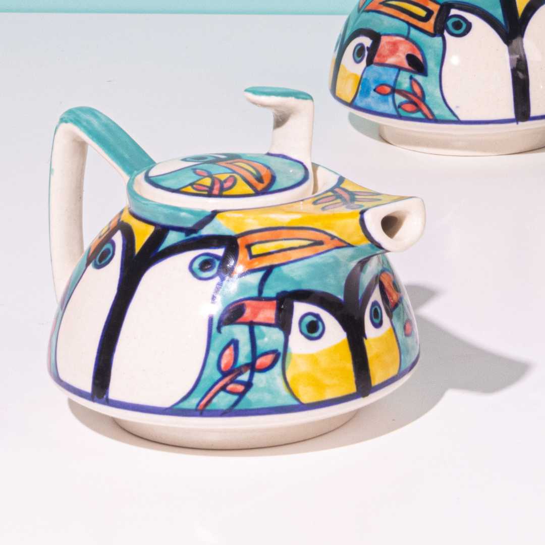 Ceramic Tea Set - Exclusive Toucan Design | Exclusive Toucan 3pc Ceramic Tea Set
