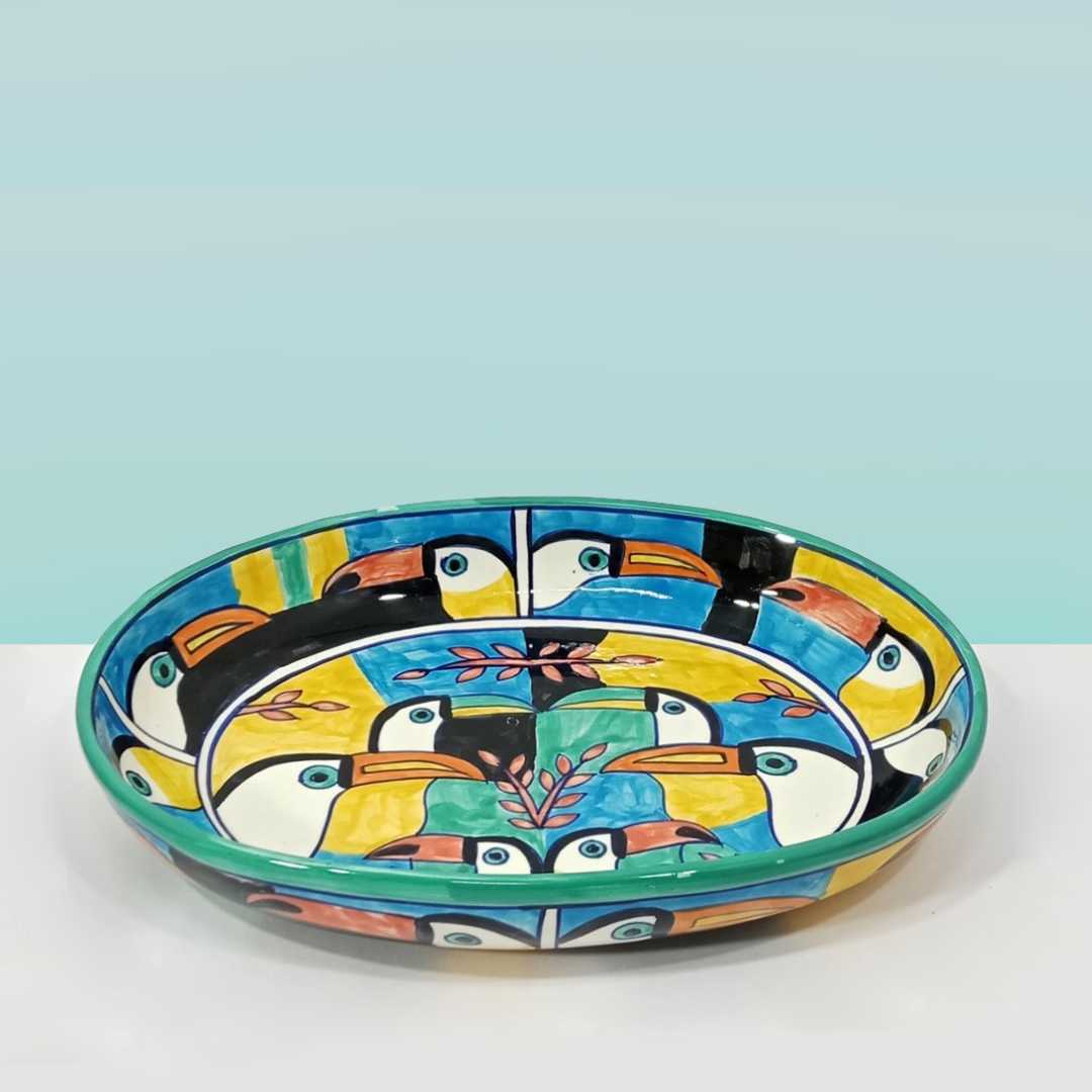 Handmade Ceramic Toucan Serving Platter | Artistic Ceramic Serving Platter - Toucan