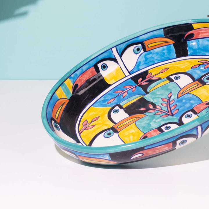 Handmade Ceramic Toucan Serving Platter | Artistic Ceramic Serving Platter - Toucan