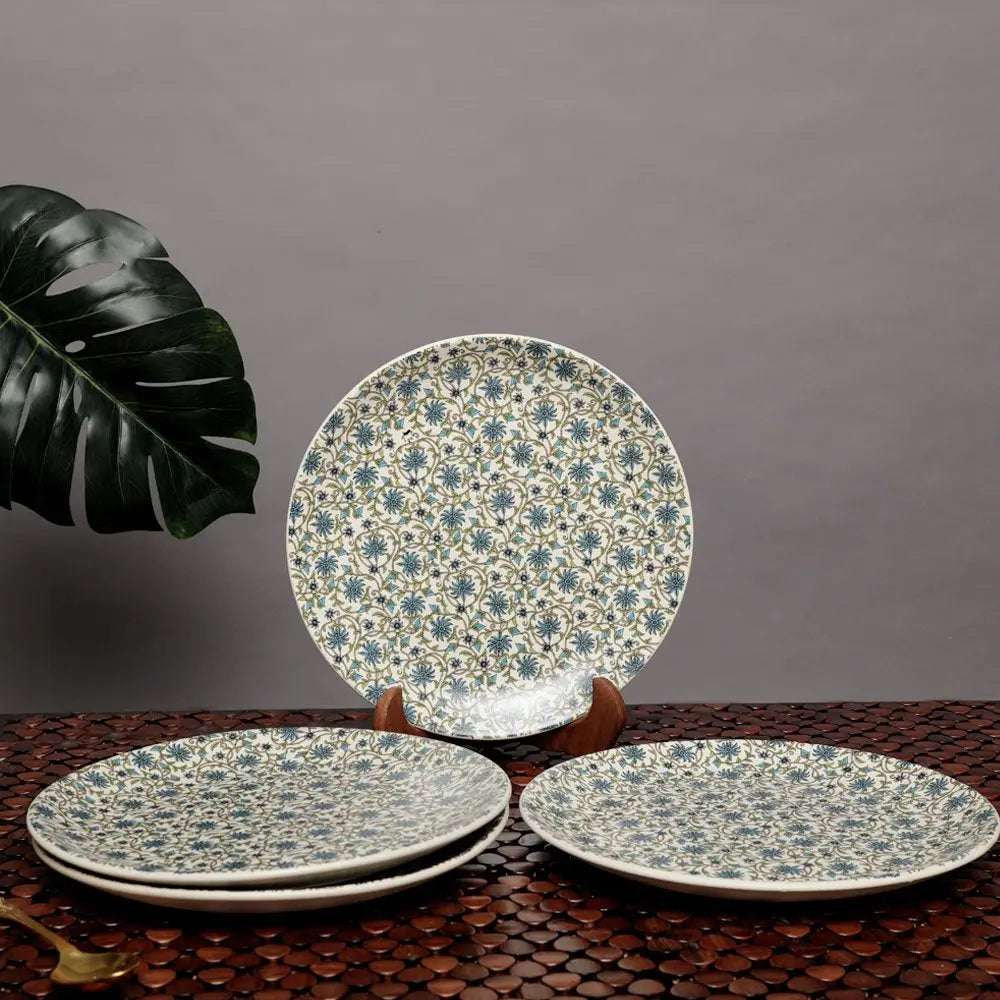 Floral Ceramic Dinner Plate Set | Handmade Floral Ceramic Dinner Plate Set