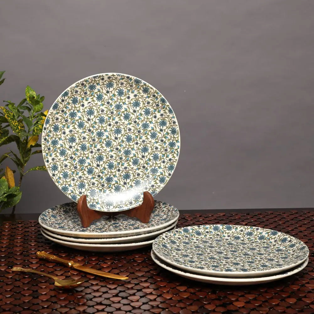 Floral Ceramic Dinner Plate Set | Handmade Floral Ceramic Dinner Plate Set