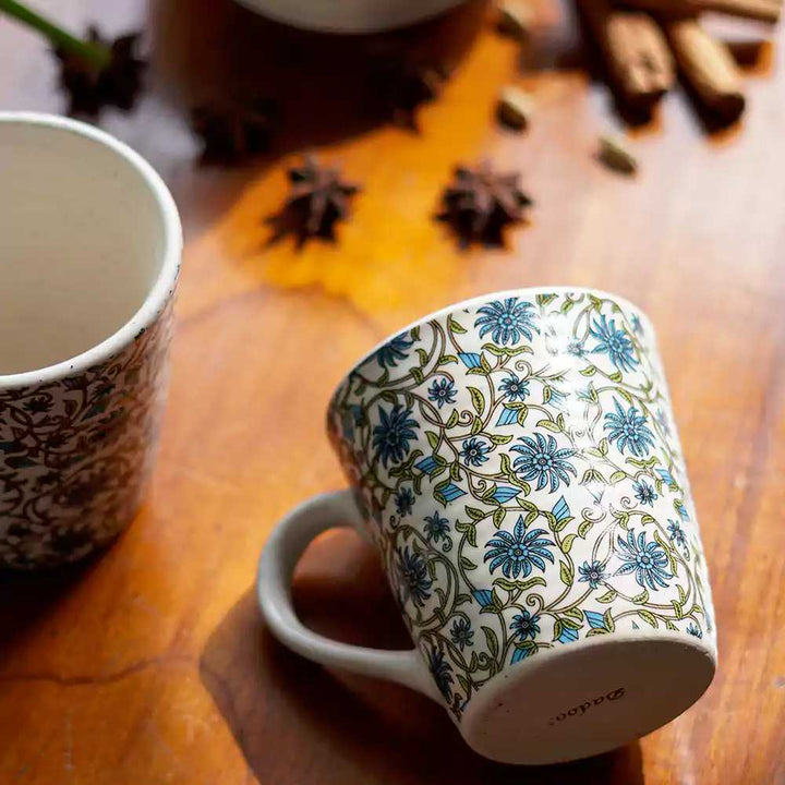 Floral Print Ceramic Mugs | Handmade Floral Print Ceramic Mugs