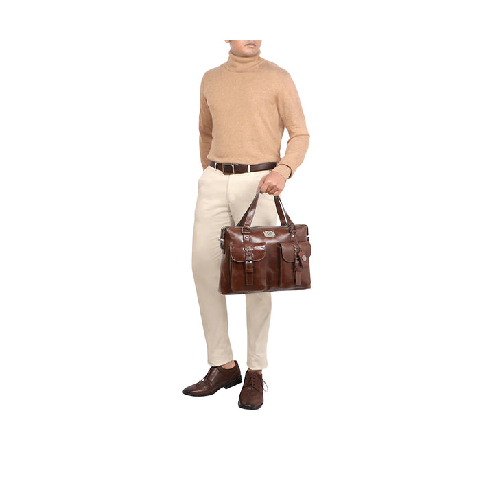 Classic Leather Briefcase, Multiple Compartments | Classic Men's Leather Briefcase