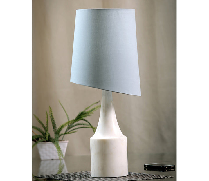 Gray Slant Fabric Shade Lamp with Premium Marble Base