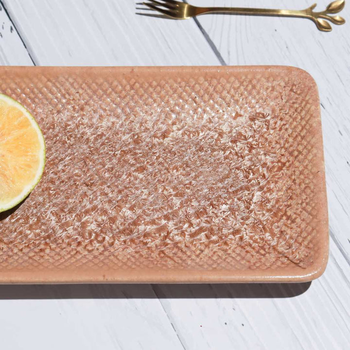 Textured Ceramic Serving Platter - Peach | Artistic Textured Ceramic Serving Platter - Peach