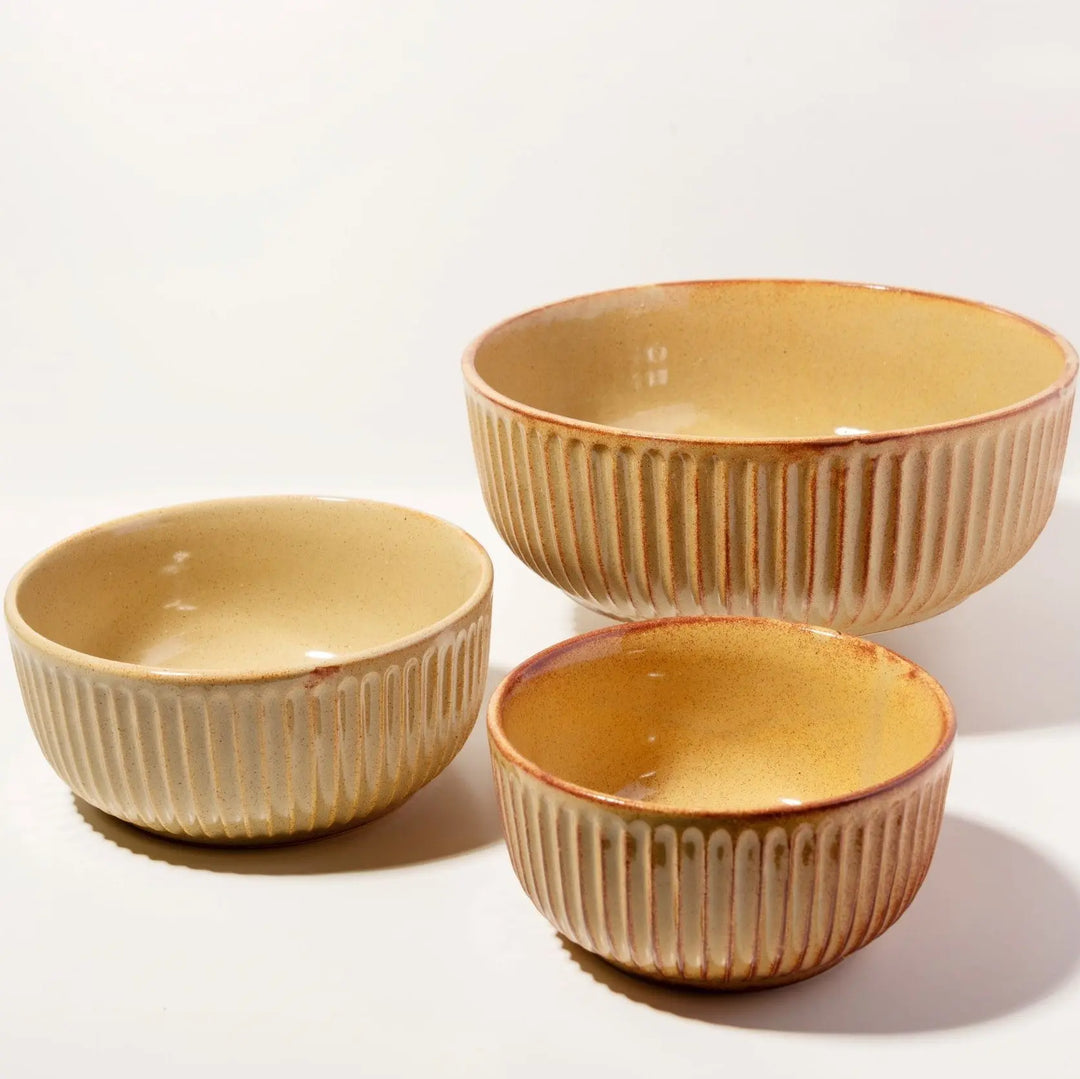 Handmade Peach Serving Bowl Set | Handmade Ceramic Large Serving Bowl Set - Peach