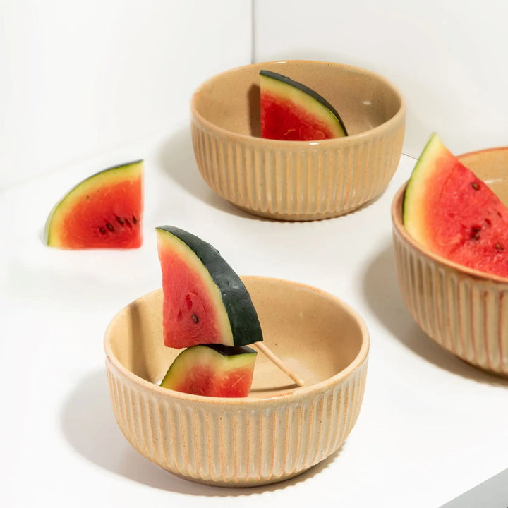 Handmade Peach Serving Bowl Set | Handmade Ceramic Large Serving Bowl Set - Peach