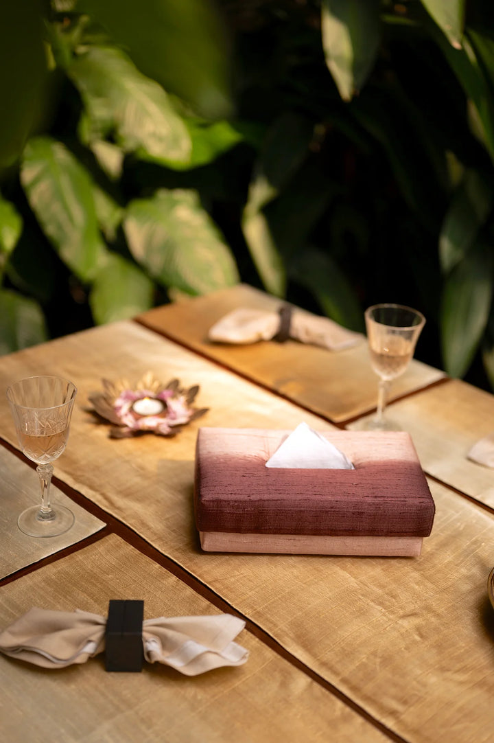 Handmade Silk Tissue Box - Wine Elegance | Virtu Handmade Tissue Box - Wine