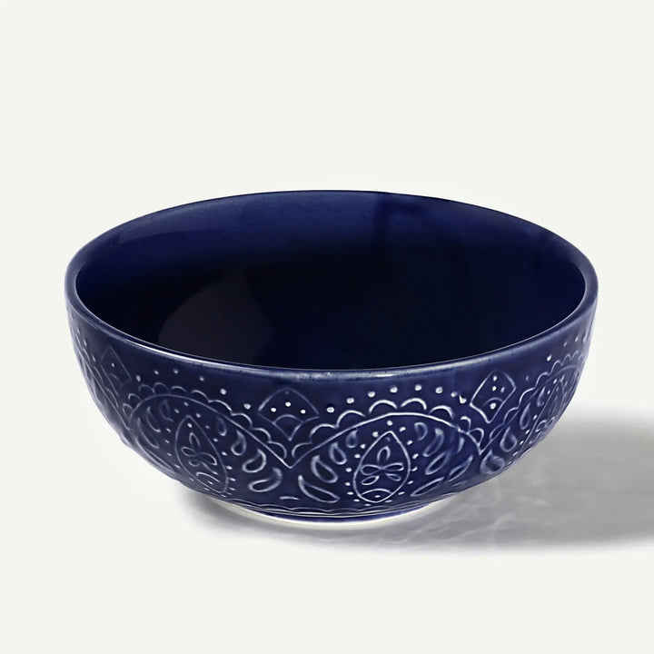 Large Royal Blue Ceramic Serving Bowl Set | Handmade Ceramic Large Serving Bowl Set - Royal Blue