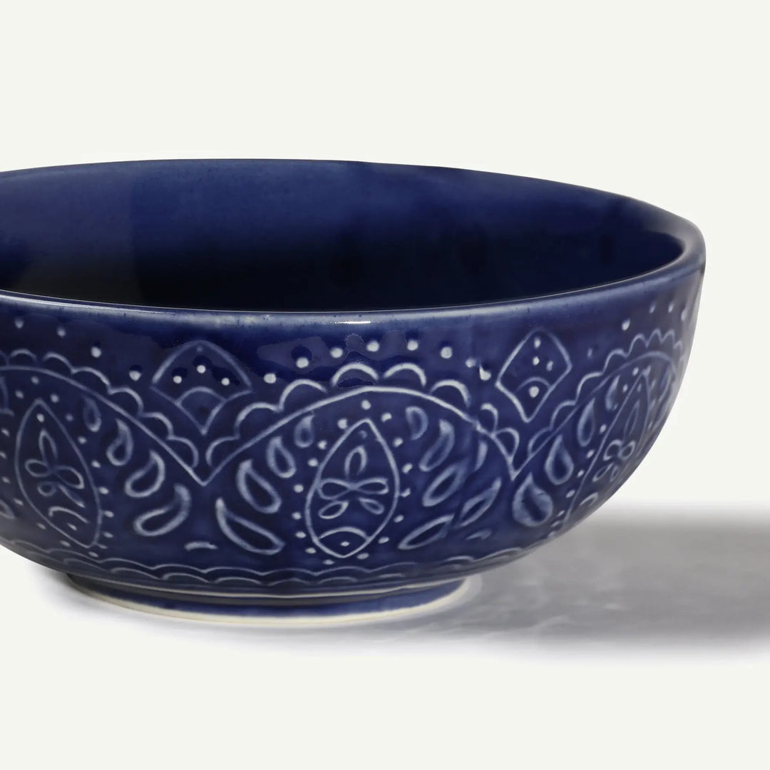 Large Royal Blue Ceramic Serving Bowl Set | Handmade Ceramic Large Serving Bowl Set - Royal Blue