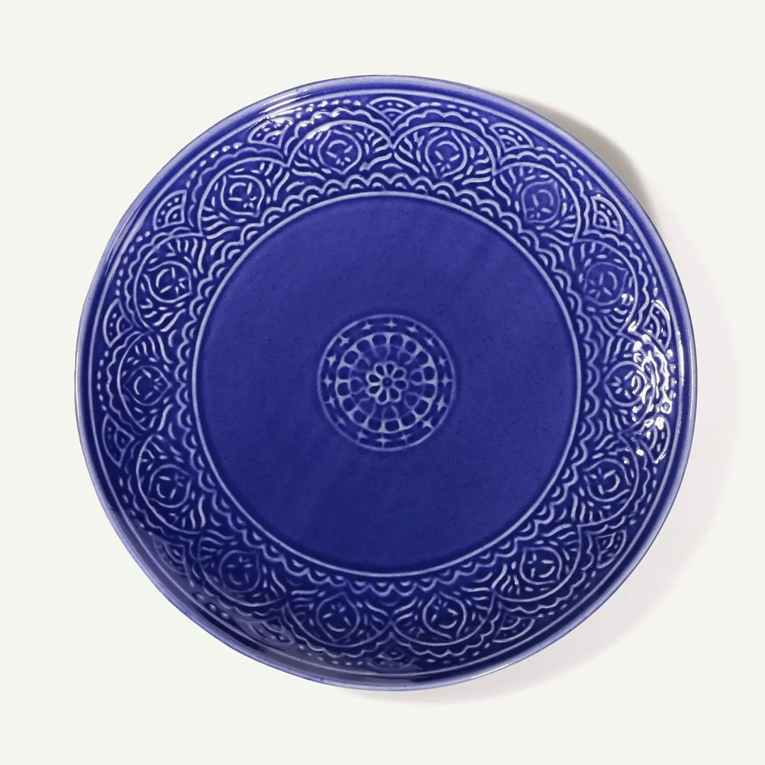 Blue Handmade Ceramic Dinner Plate Set - 10 Size | Handmade Ceramic Dinner Plate Set - Blue