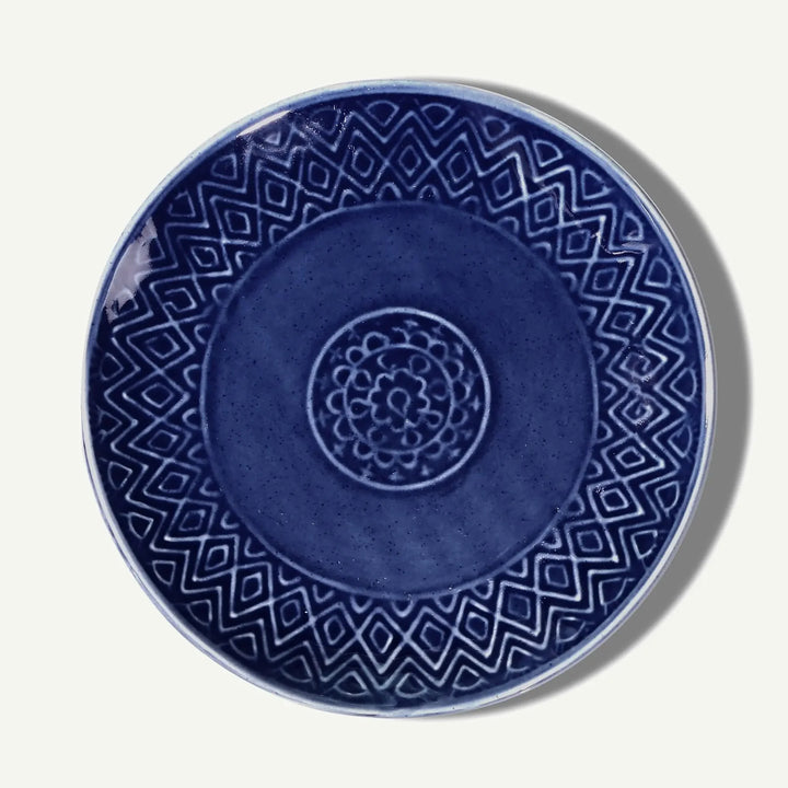 Blue Ceramic Quarter Plate Set | Handmade Ceramic Quarter Plate Set - Blue