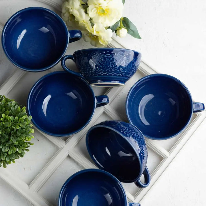 Blue Ceramic Soup Cups | Premium Ceramic Soup Cups - Blue