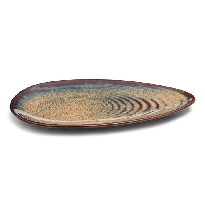 Brown Oval Ceramic Platter | Handmade Ceramic Oval Platter - Brown